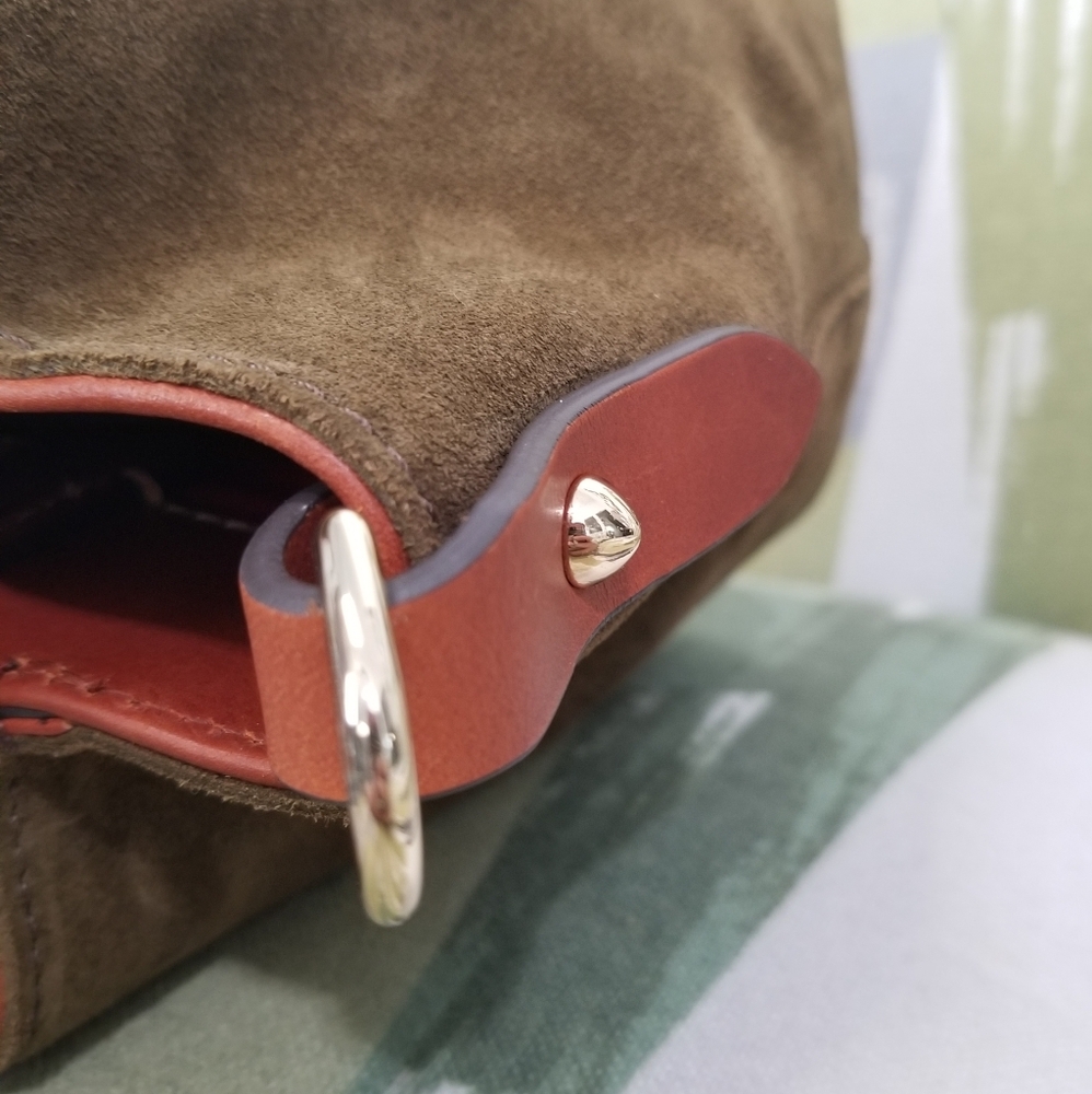 Dooney & Bourke Suede Mini Barlow Satchel In Olive Chic Purse Boho - Picture 13 of 13